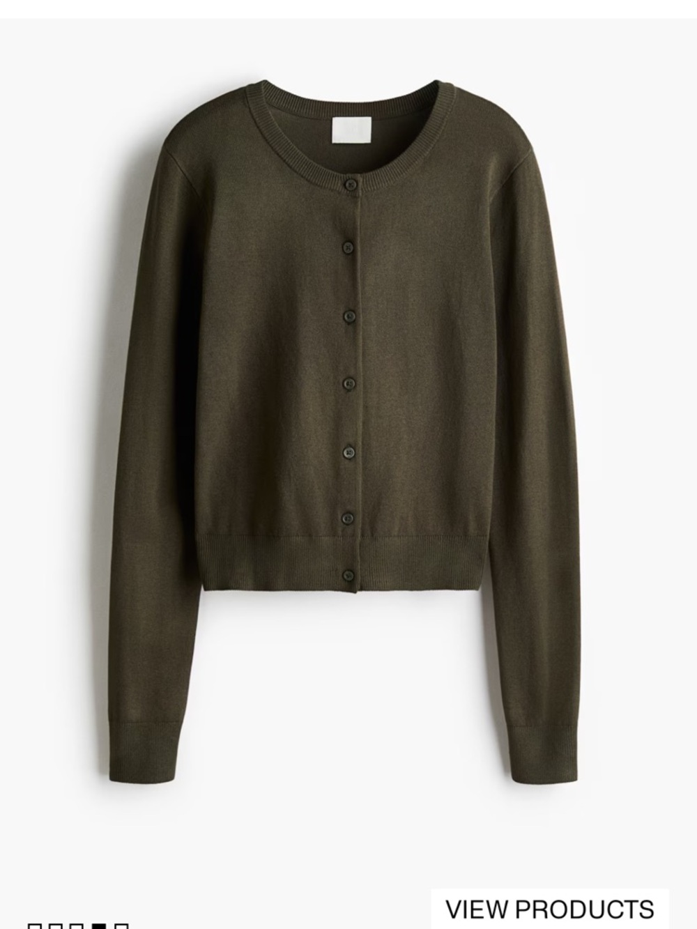 H&M Olive Green Button-Front Crewneck Cardigan